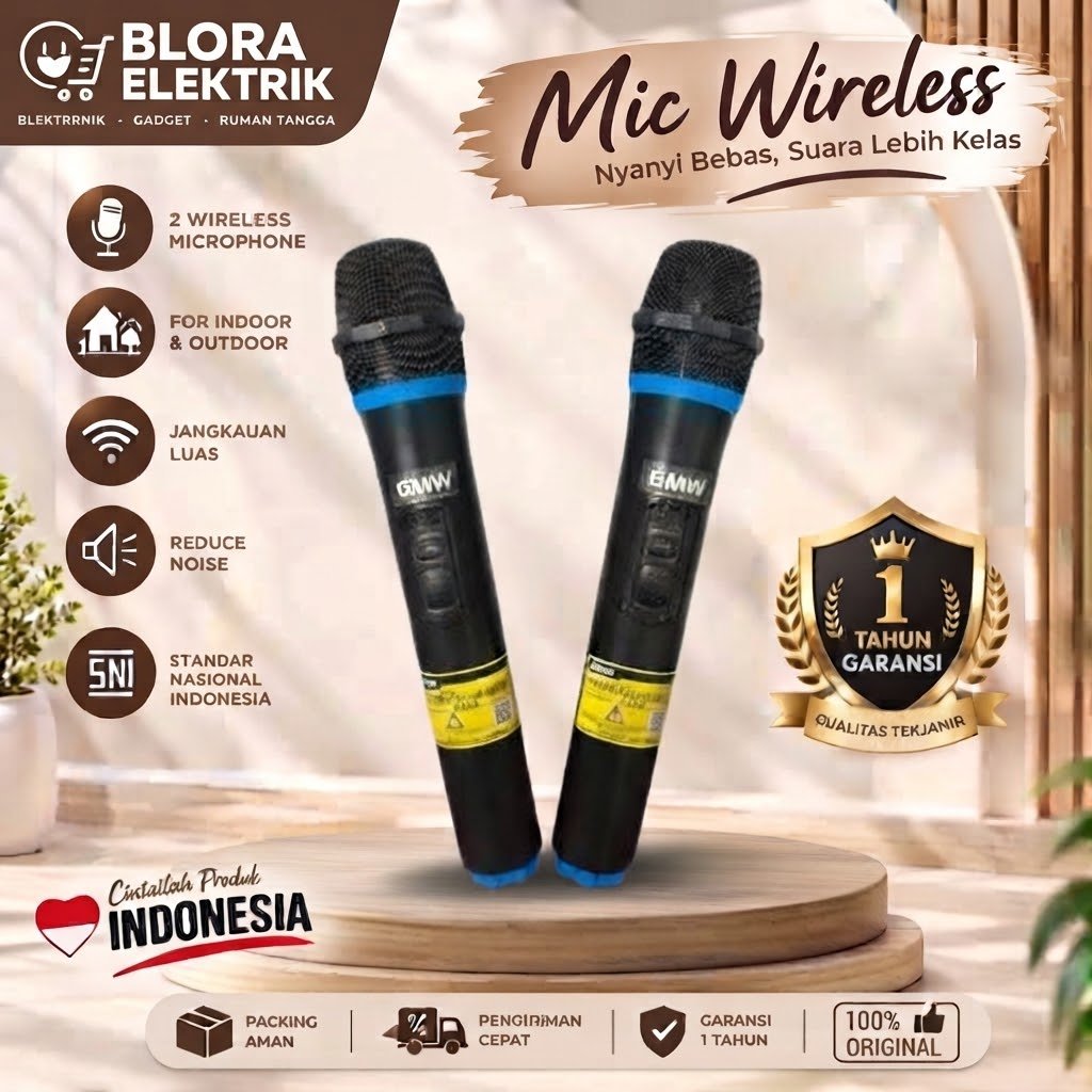 Microphone Wireless GMC 2 Pcs Mic Karaoke Khusus Speaker GMC Mic Original