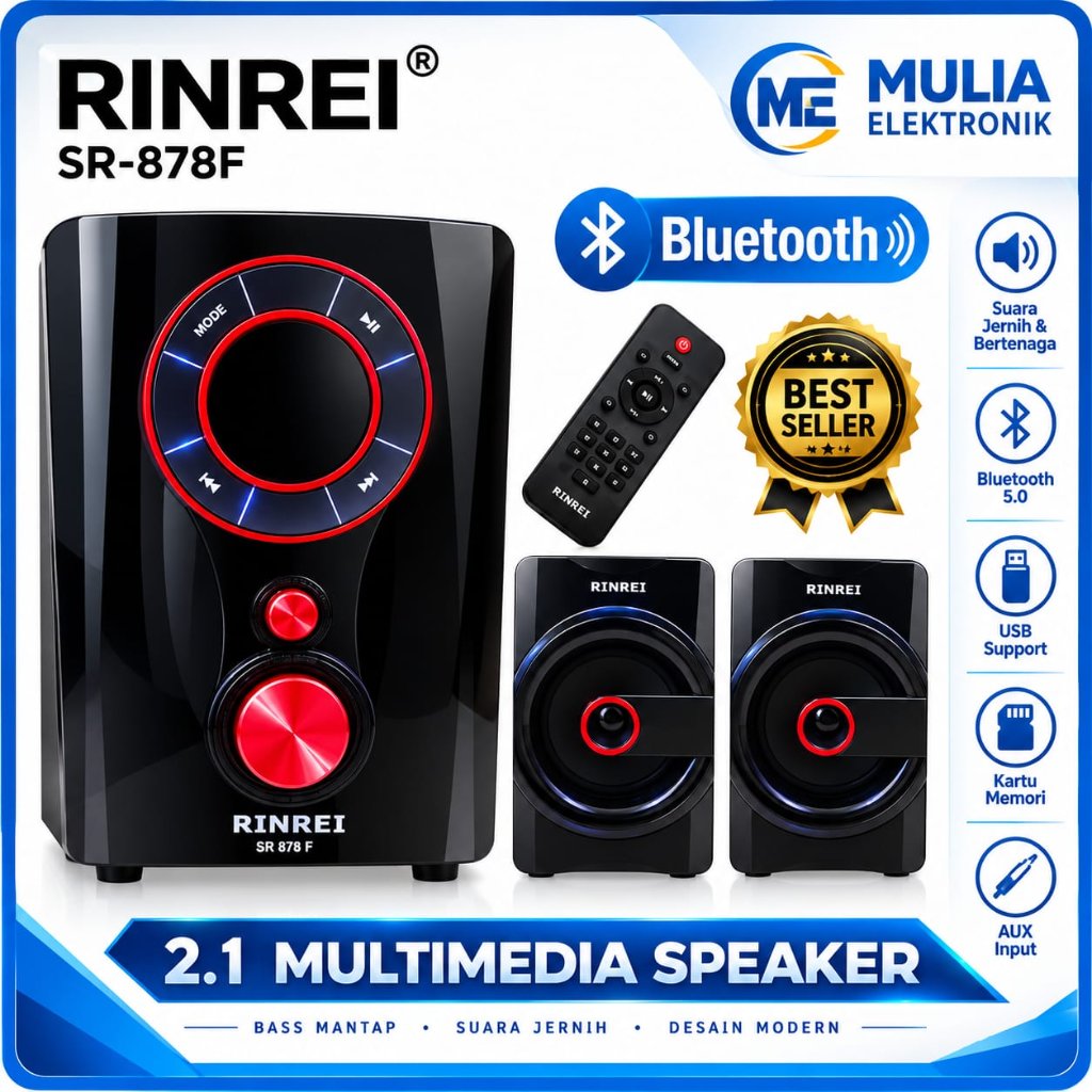 Speaker Rinrei SR-878F / SR-878 F Speaker Bluetooth Speaker Multimedia 2.1 Super Bass PROMO