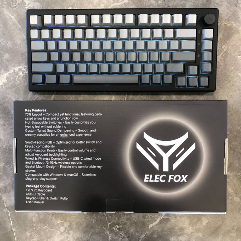 Keyboard Mekanik Gaming ELECFOX GEN 75 RGB Tri-Mode (KEY.G75)