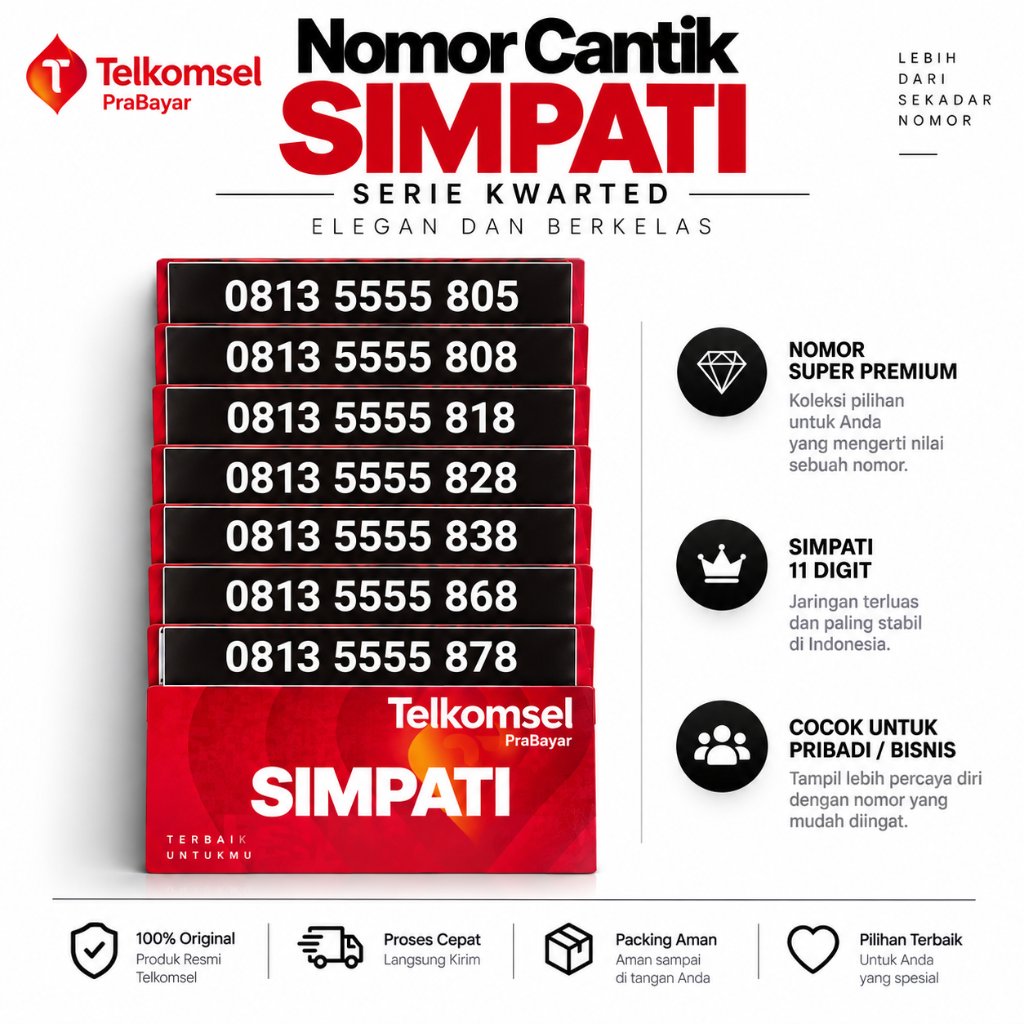 Nomor Cantik Simpati Kartu Telkomsel 11 Digit Kuota 3GB Telkomsel Serie 5555