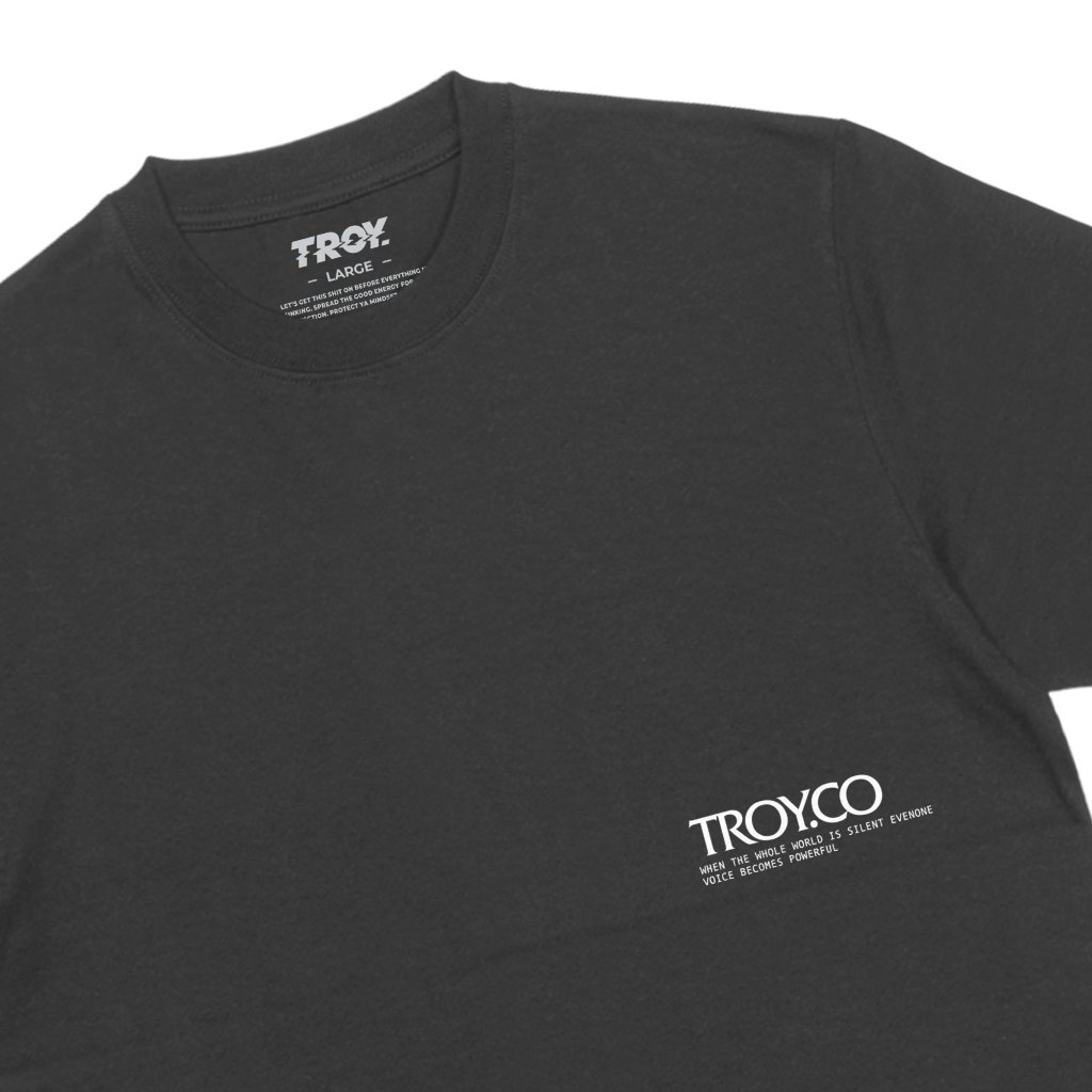 Troy Company T-Shirt Dark Grey Powerful Voice - Kaos Pria Lengan Pendek Abu Gelap MTD 3714