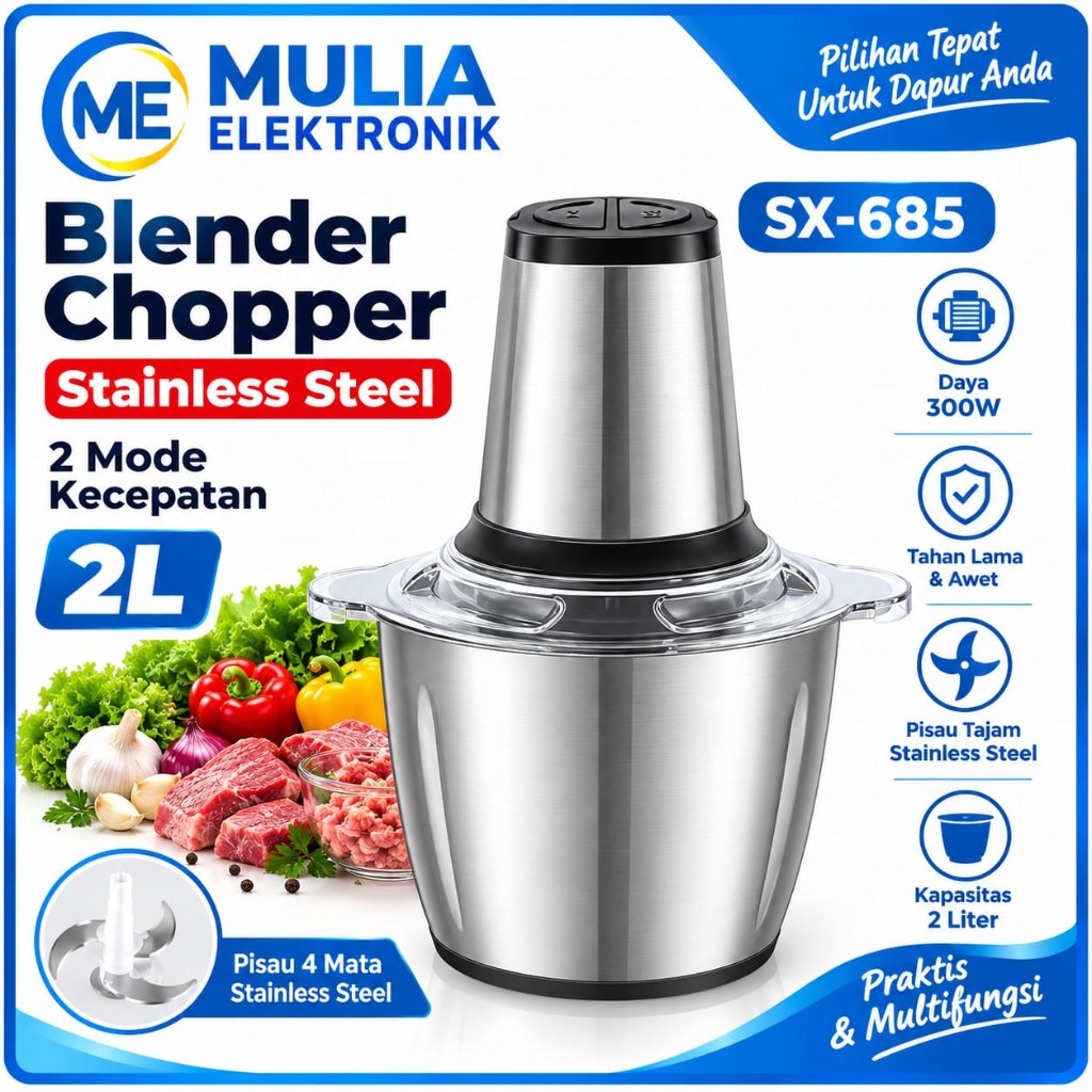 Chopper SX 685 Food Processor Chopper Penggiling Daging 2 Liter PROMO