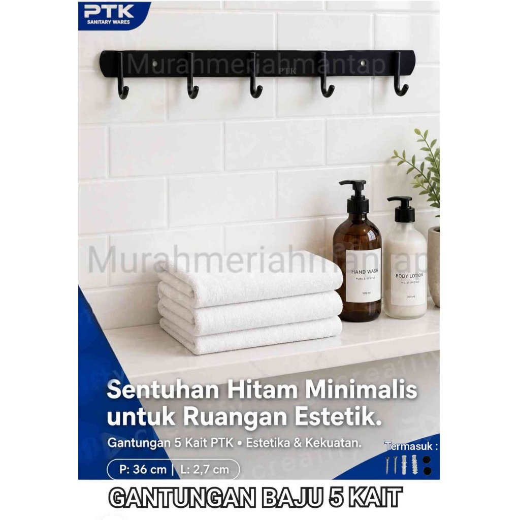 GANTUNGAN BAJU 5 KAIT HITAM / CANTOLAN BAJU  / KAITAN BAJU