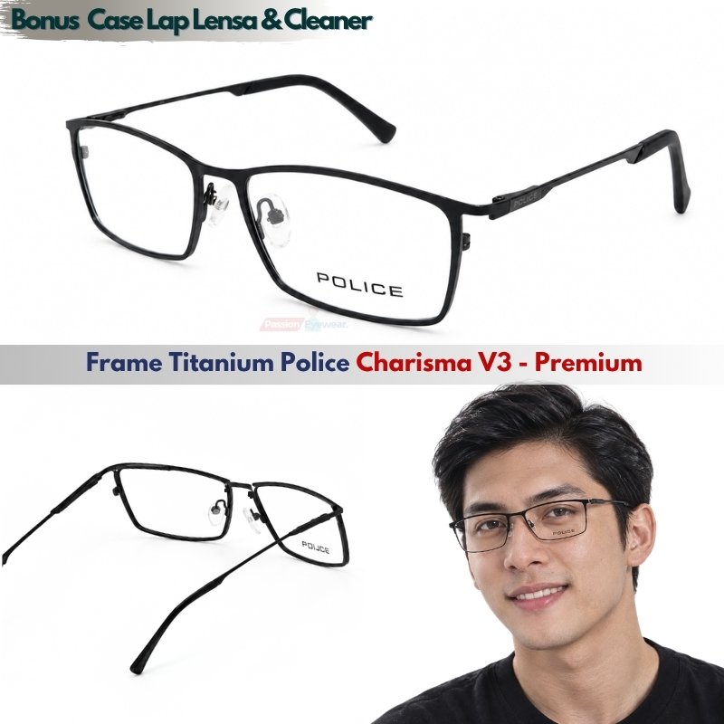Kacamata Pria Titanium Minus Frame Police Carisma V3 Optik Photocromic & Kacamata Komputer