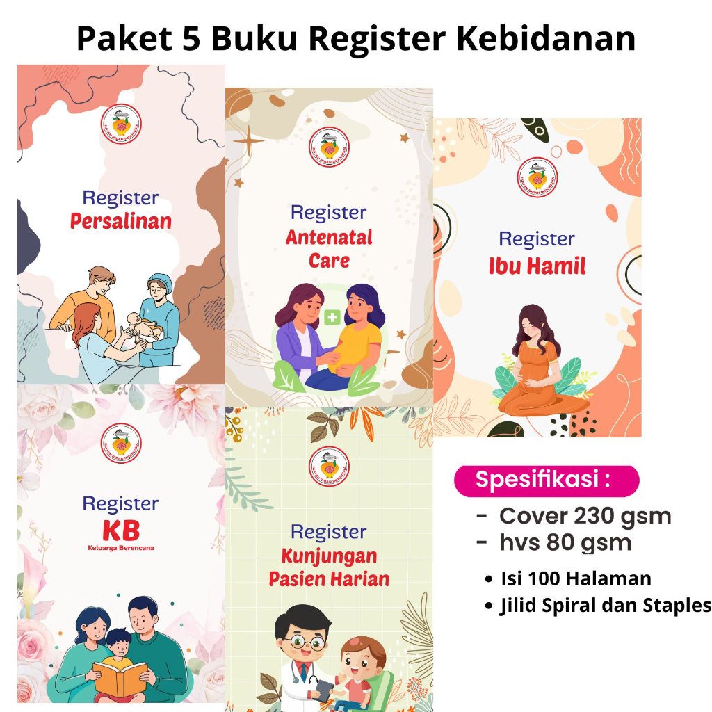 Buku Register Kebidanan Paket 5 | Register Ibu Hamil, Persalinan, KB & Kunjungan Pasien
