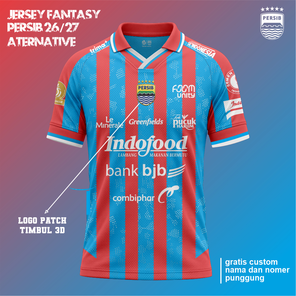 New Arrival | Jersey Fantasy Persib Third Alternate Bisa Custom Nama+Nomer 26/27 Patch Logo