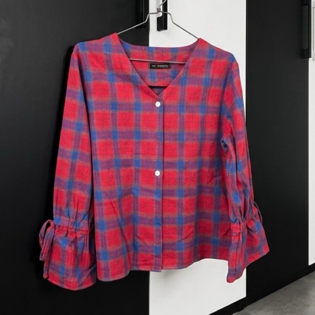 Blouse Kotak Kotak By Youkki (Made in Korea)