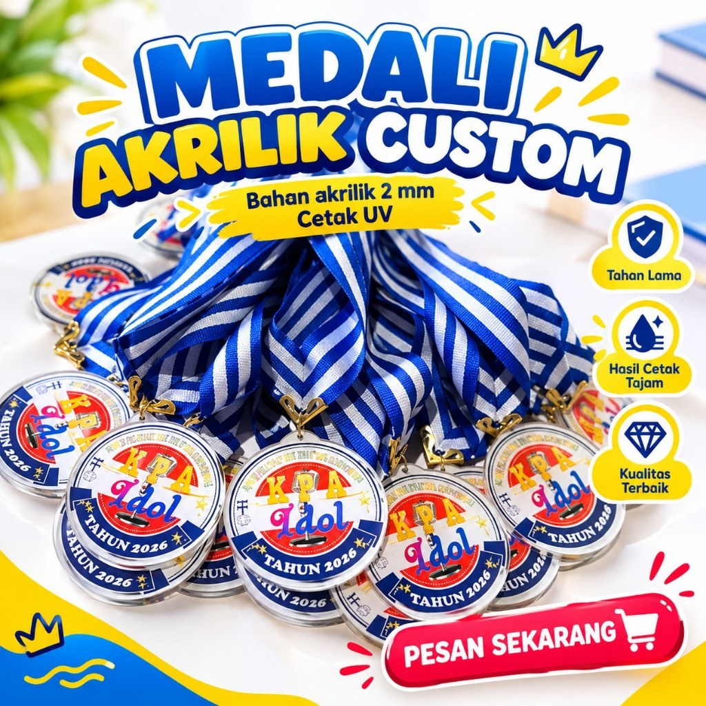 MEDALI CUSTOM AKRILIK  MEDALI AKRILIK CUSTOM NAMA/ MEDALI AKRILIK CUSTOM LOGO LEMBAGA / UNIVERSITAS