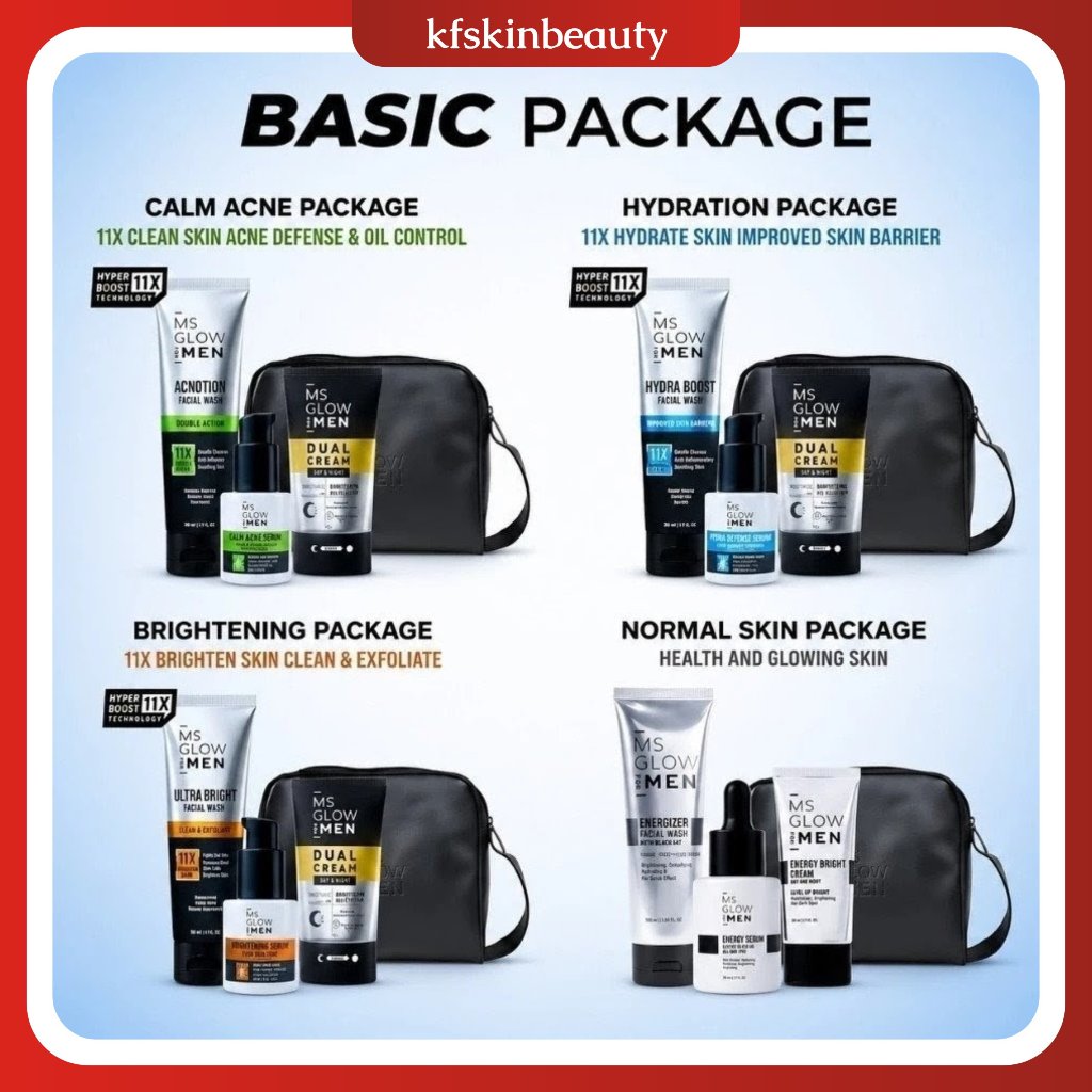 MS GLOW FOR MEN Bright All Varian Skincare Pria Paket Perawatan Wajah Original MS GLOW BPOM