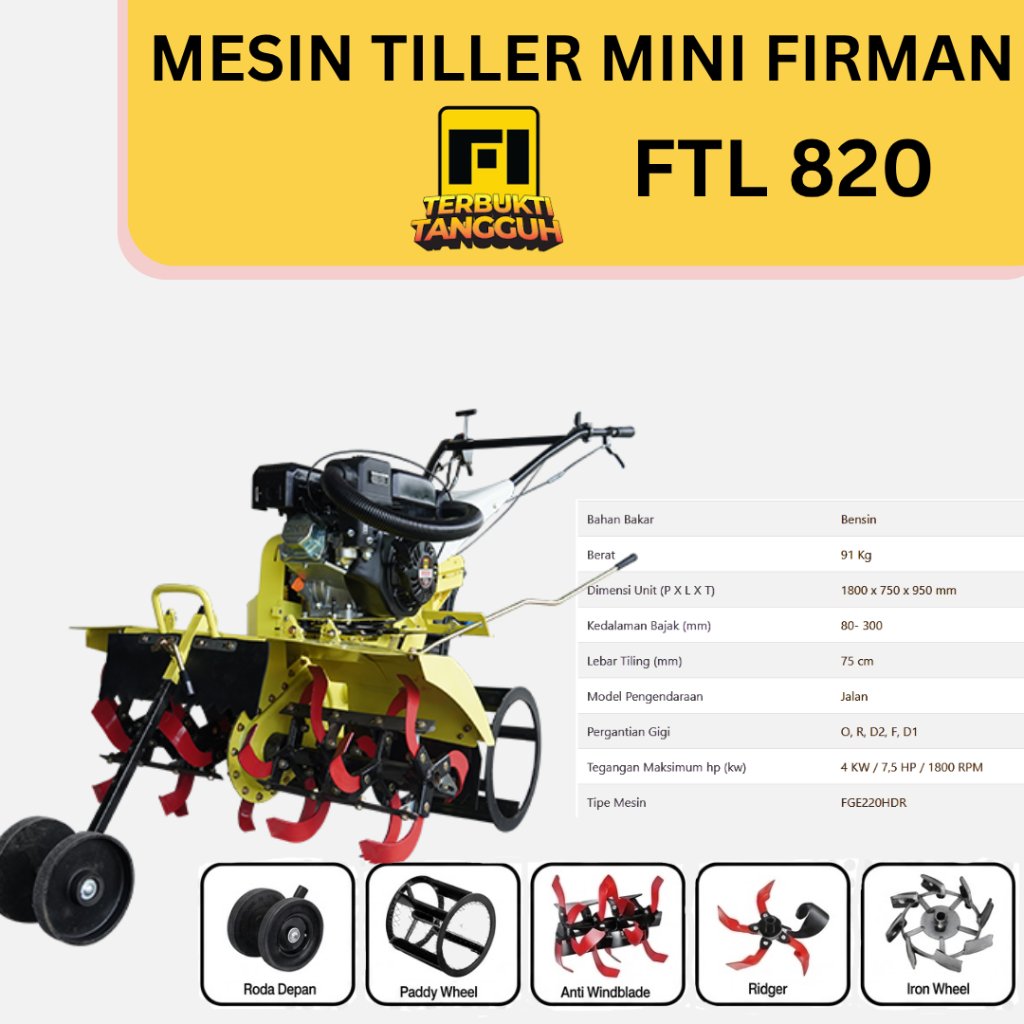 Mesin Cultivator FIRMAN FTL820 Traktor Bajak Mini Firman FTL820