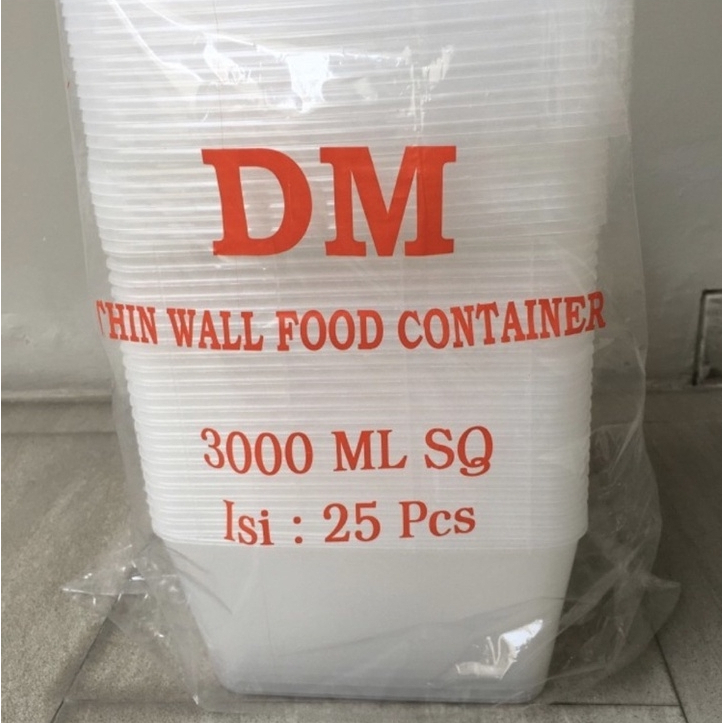 Thinwall Square Merk DM 3000ml / Kotak makan 3000 ml