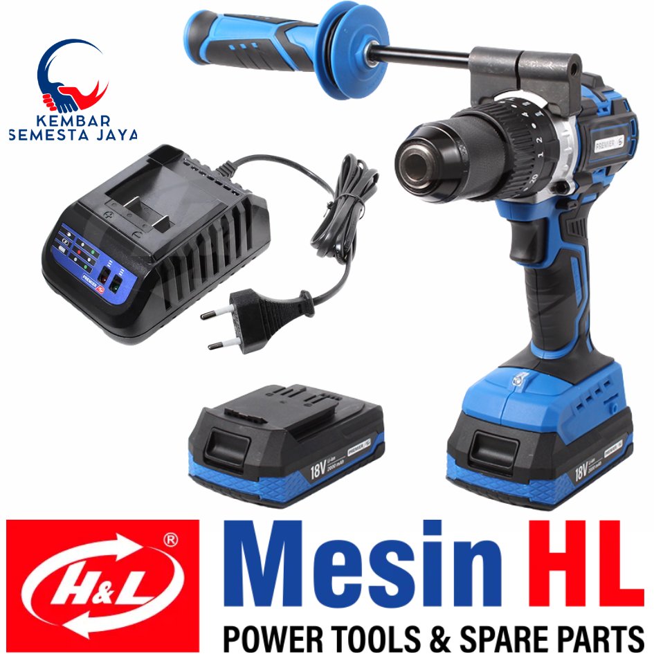 HNL H&L HL PREMIER 818 Bor Impek INDUSTRIAL 2 Baterai 13 mm Cordless Brushless Impact Drill NIRKABEL