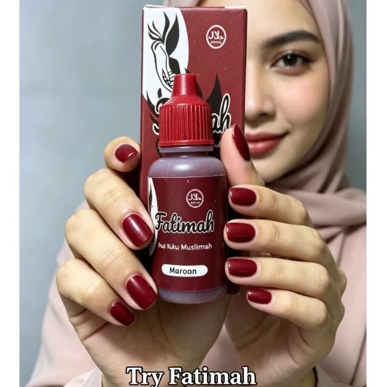Inai Kuku Muslimah Fatimah - Hitam & Merah Maroon, Bubuk Halal Sah untuk Sholat