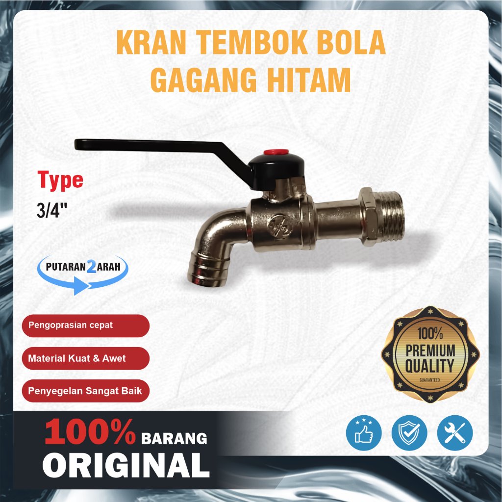 KRAN AIR GAGANG HITAM / KRAN AIR BOLA 2 ARAH  ¾ MOKITO