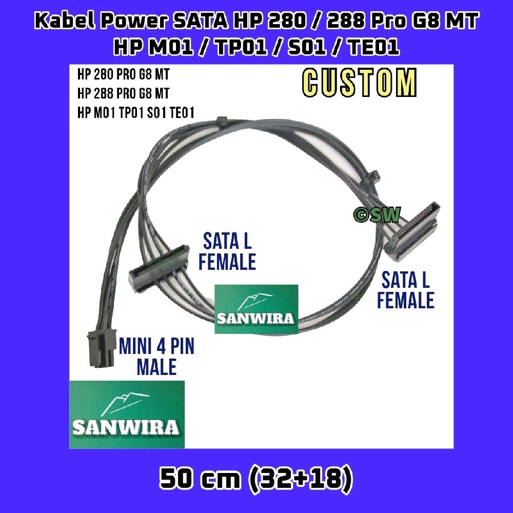 Kabel Power Sata HP 280 Pro G8 MT / 288 Pro G8  MT Mini 4 pin / Kabel Power SATA HP Pavilion M01 / T