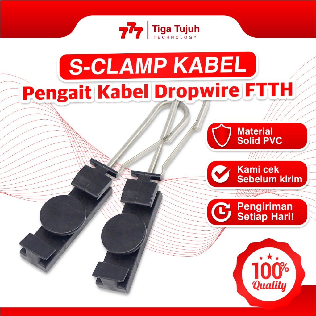 S Clamp Spring Sklem Tiang Kabel FTTH - Klem Kabel DW/Dropcore - Tambatan kabel Tiang Fiber optik
