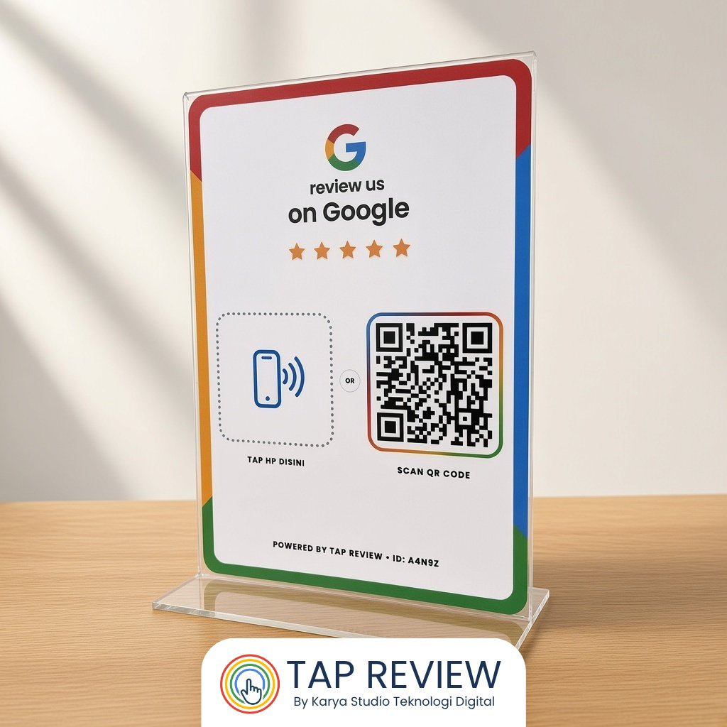Stand Akrilik Google Review | Tap Review A5 - NFC Tap Review Google Bussines