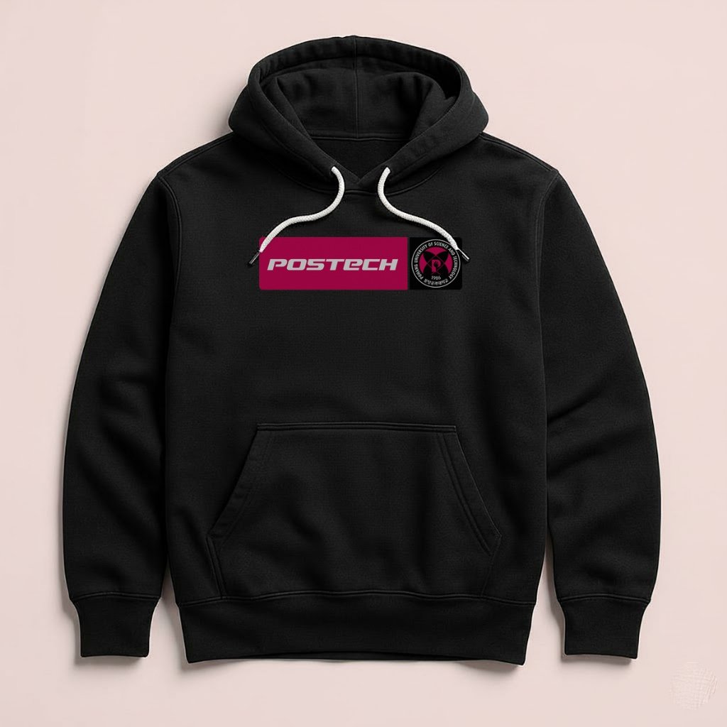 Hoodie POSTECH Pohang University of Science and Technology Korea Unisex Sweater Fleece Black Hitam C