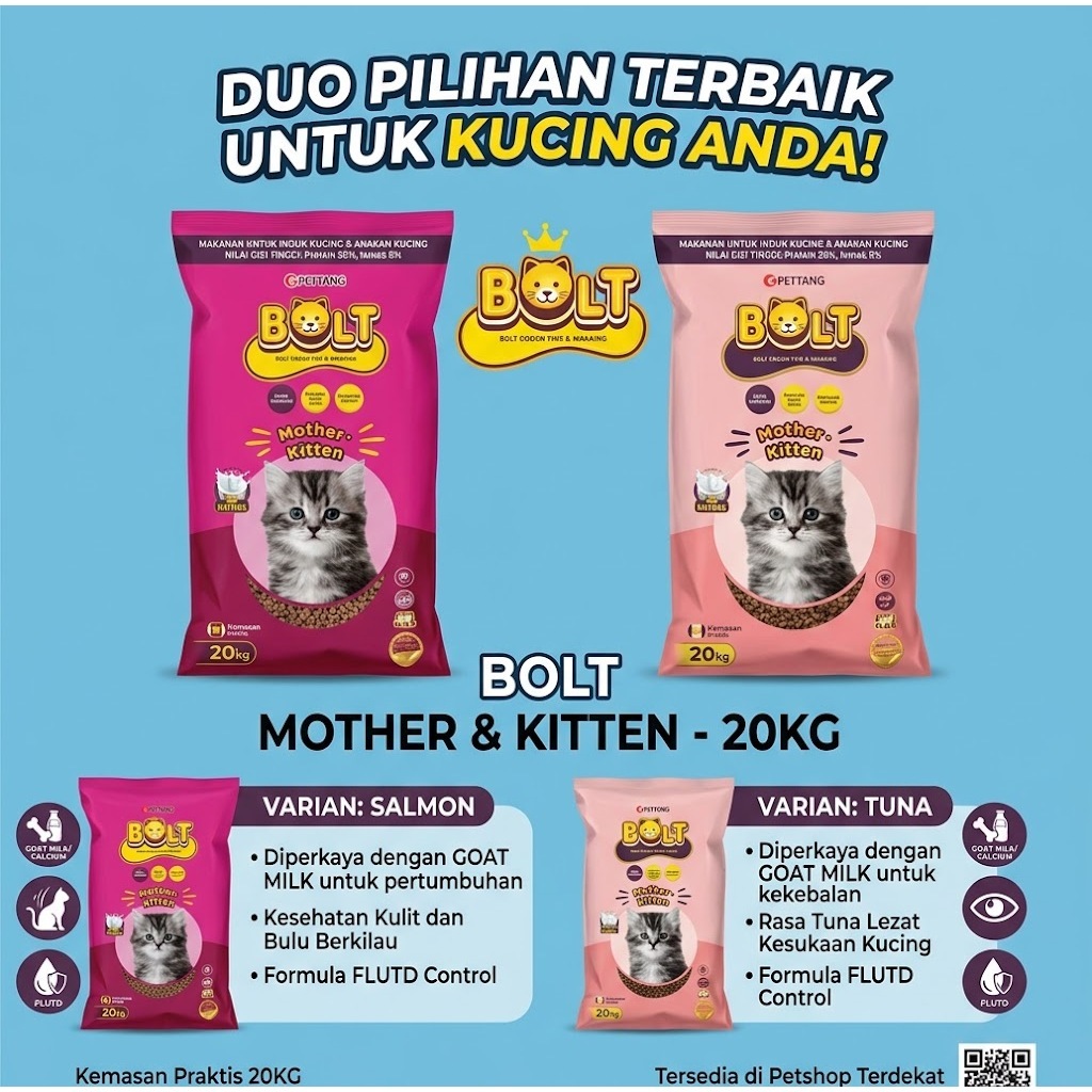 Bolt Mother Kitten Salmon 20kg makanan kucing - Kitten salmon