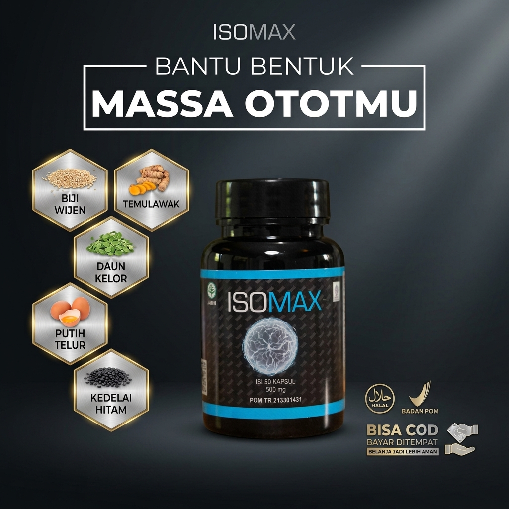ISOMAX Kapsul 500mg Isi 50Kapsul Suplemen  Penambah Massa Otot Kapsul Pembentuk Otot Perut Tangan Da
