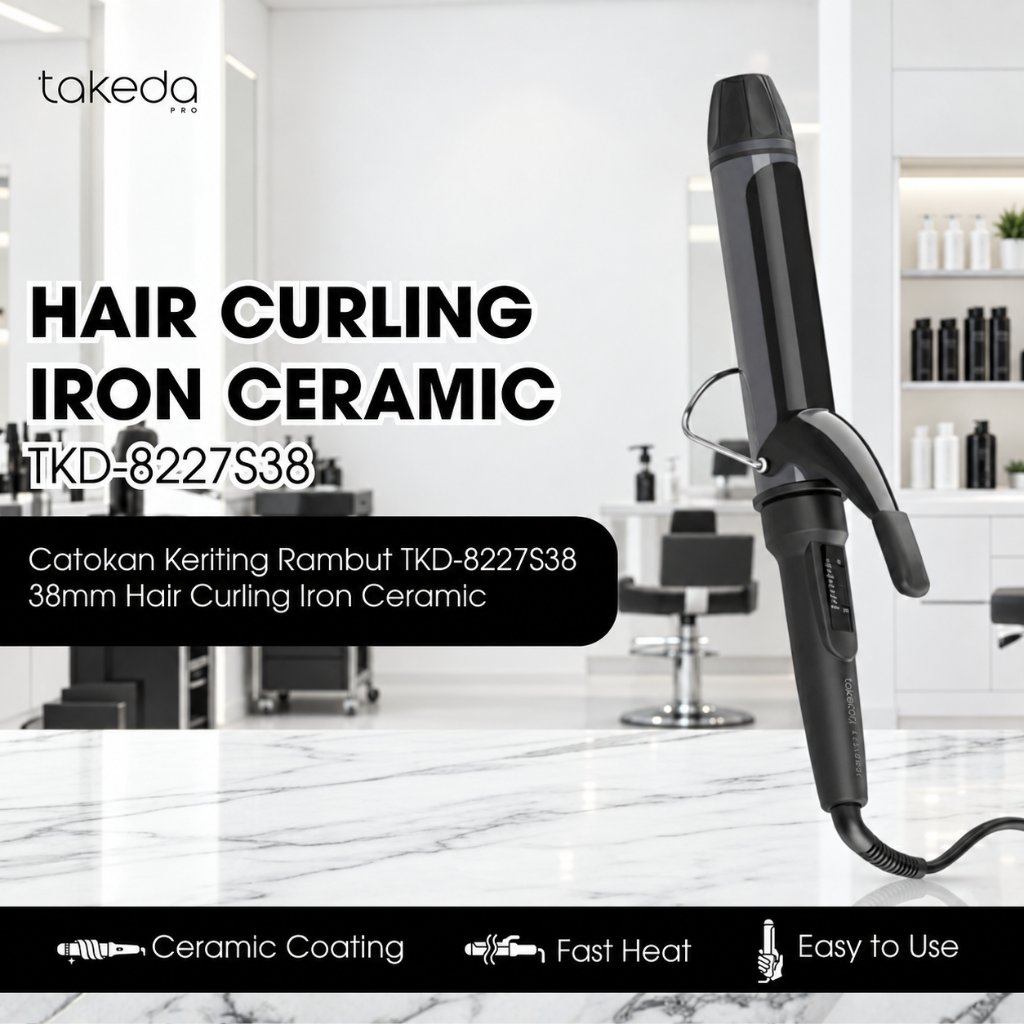 TakedaPro Catokan Keriting Rambut TKD-8227S38 38mm Hair Curling Iron Ceramic