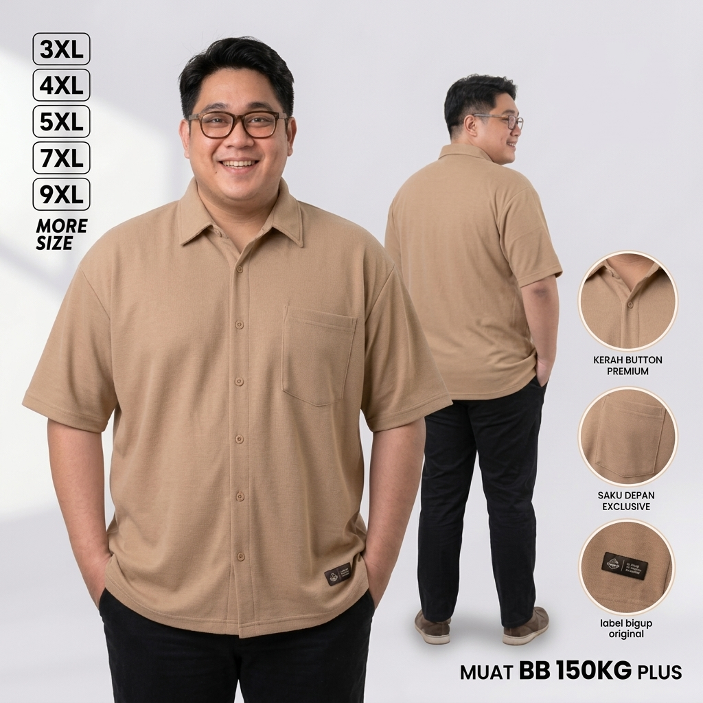 Baju Kaos Polo Knit Pria Jumbo Berkerah Model Kancing Kasual Terbaru