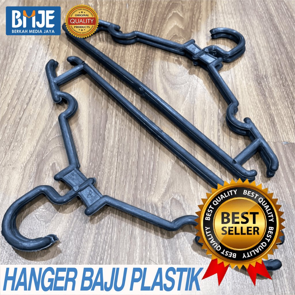 6pcs Hanger plastik tebal hitam