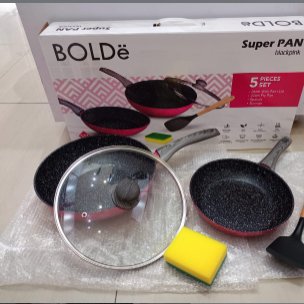 SUPER PAN SET ANTI LENGKET BOLDE SUPER PAN GRANITE 5 PCS SET BLACKPINK TEFLON WAJAN