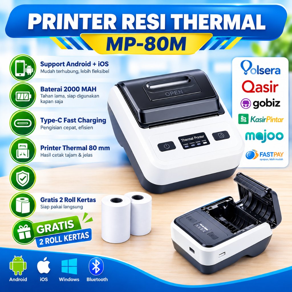Printer Resi - Printer Struk Thermal 80MM Bluetooth - Cetak Resi Shopee