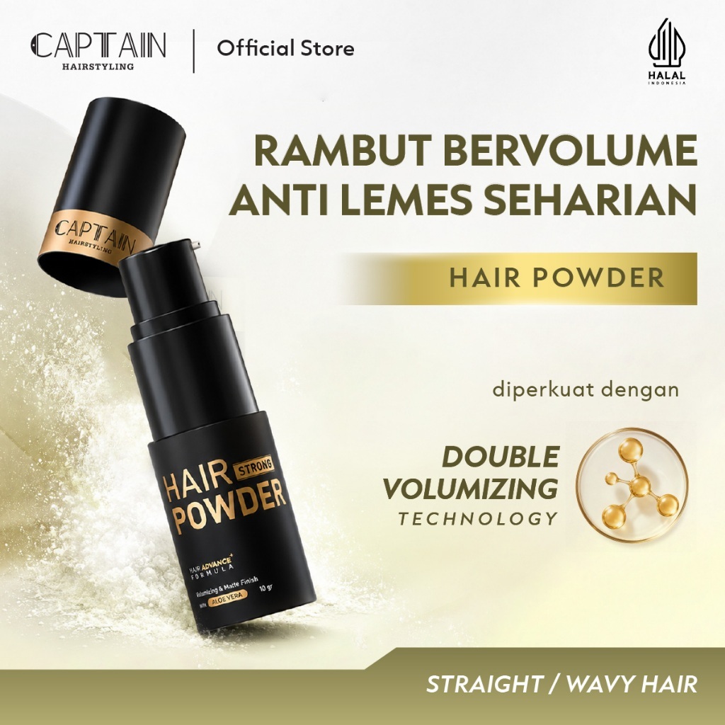 Captain Hairstyling Hair Powder Paket Bundle Refill Isi Ulang dan Shaver Pisau Cukur Halal 2x Spray 