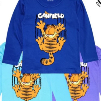 Kaos Lengan Panjang Anak Motif Garfield Unisex Cewek Cowok