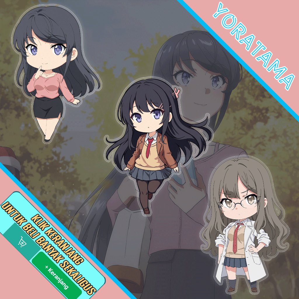 Gantungan Kunci Seibuta Mai Sakurajima Rio Futaba, Keychain Anime Lucu