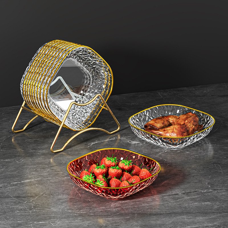 Piring Plastik PET Motif Berlian | Piring Buah Snack Cemilan | Nampan Cemilan Mewah