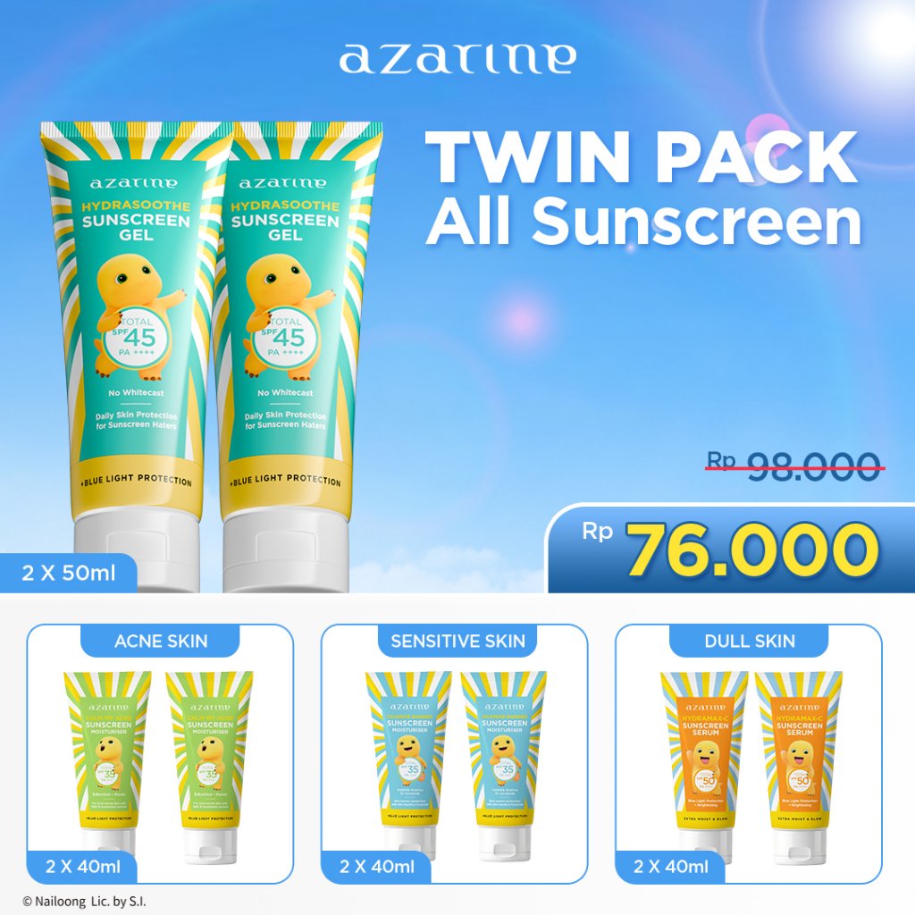 (2PCS) Azarine Sunscreen NAILOONG EDITION Series All Skin Type Kulit Berminyak Kering Berjerawat dan Kulit Normal