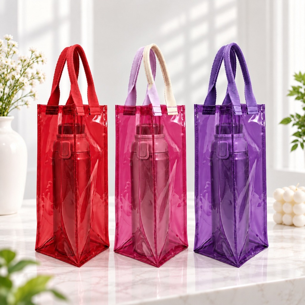 Tas Botol Minum Pvc Anti Air Mika Tebal Warna Pink Ungu Hitam Aesthetic Tempat Tumbler 2000ml