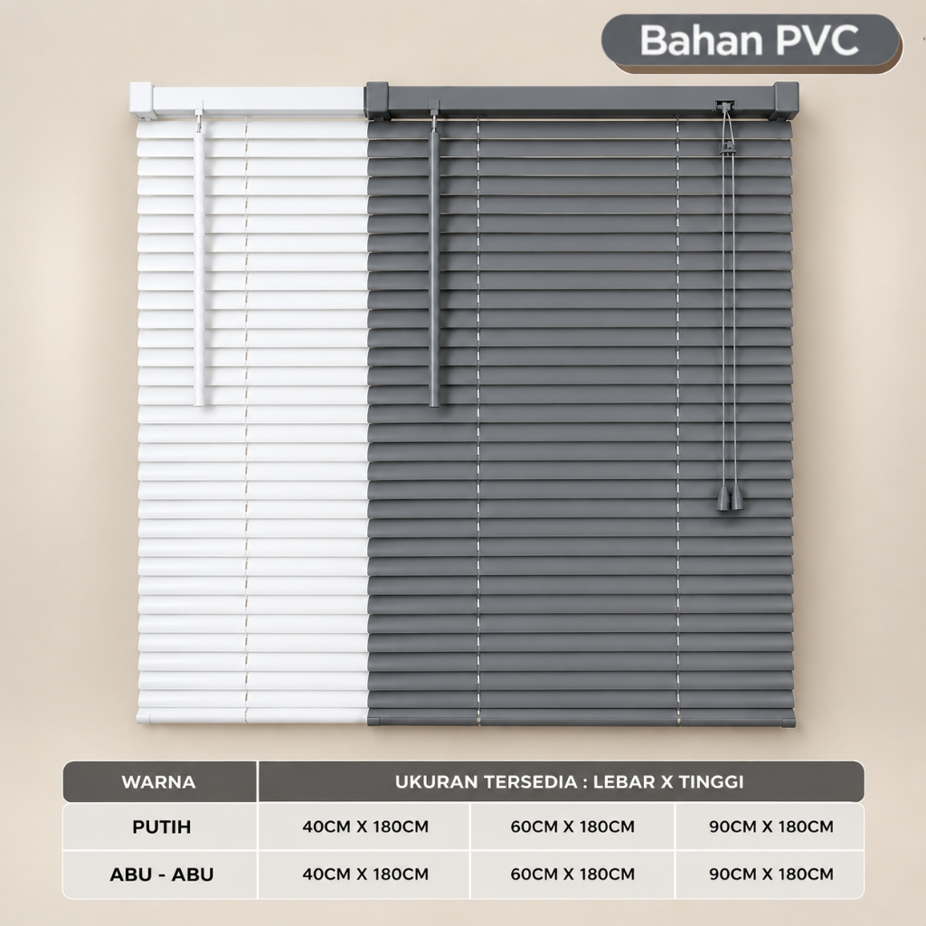 Venetian Blind PVC Ready Stock Tirai Jendela Minimalis Penutup Jendela Tirai Kantor Rumah & kafe