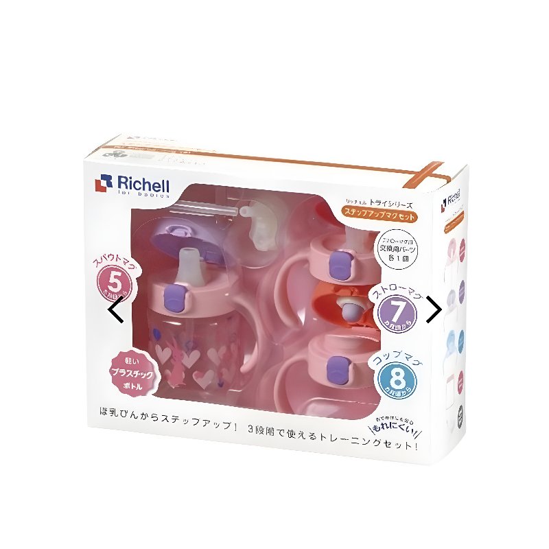 Richell Step Up Bottle Mug Set 200mL | Botol Minum Anak Bayi Set 200 mL | Paket Gelas Belajar Minum 
