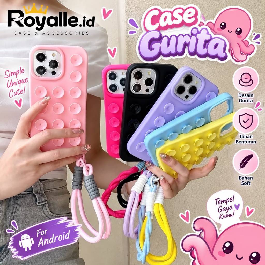 Royalle - Case Gurita Liquid With Charm For SAM A16 A17/A26 A35/A55 A36/A56/A57 Iphone 11 12 13 14 1