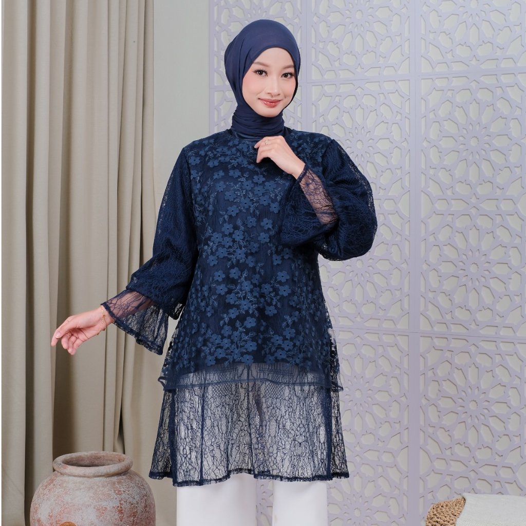 Delova Wardrobe - LAILA Outer Blouse Brukat Modern Kondangan Wanita
