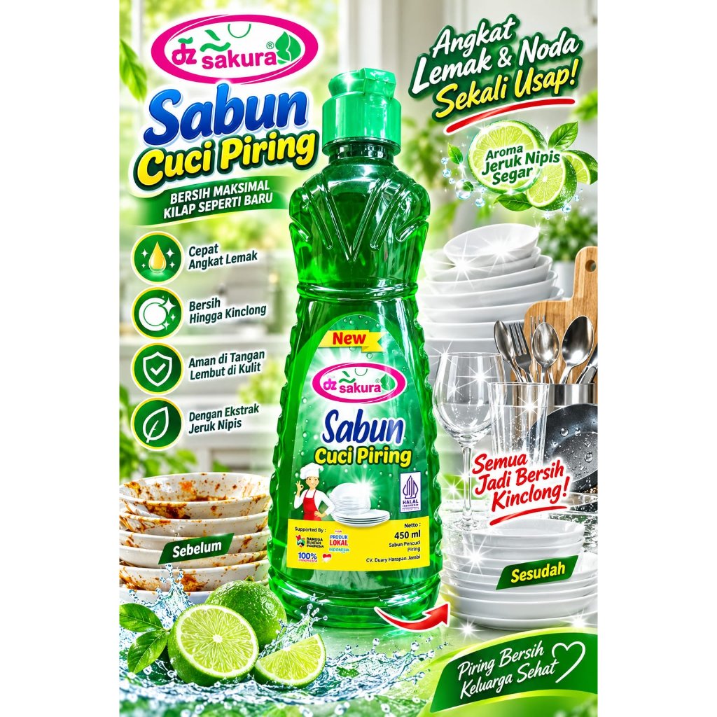 DZ Sakura Sabun Cuci Piring Botol Kemasan 450ml