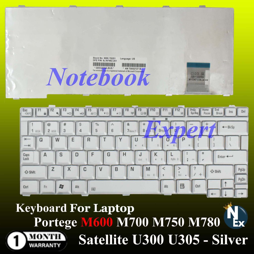 KEYBOARD FOR LAPTOP TOSHIBA SATELLITE U300 U305 PORTEGE M600 M700 M750 M780 - SILVER