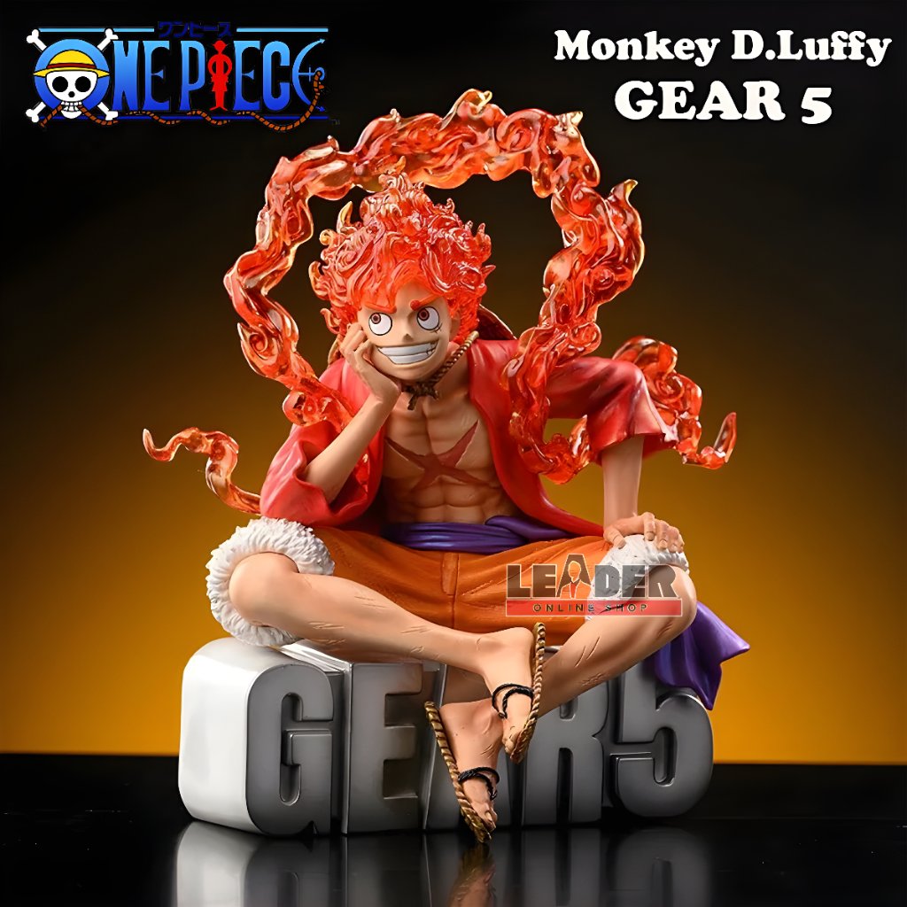 LUFFY GEAR 5 ACTION FIGURE ONE PIECE MONKEY D LUFFY RED HAIR 15cm Sitting Pose Duduk Pajangan Koleks