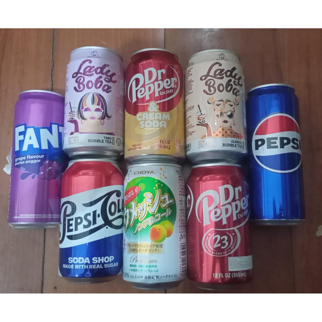 minuman kaleng Dr pepper pepsi lady boba
