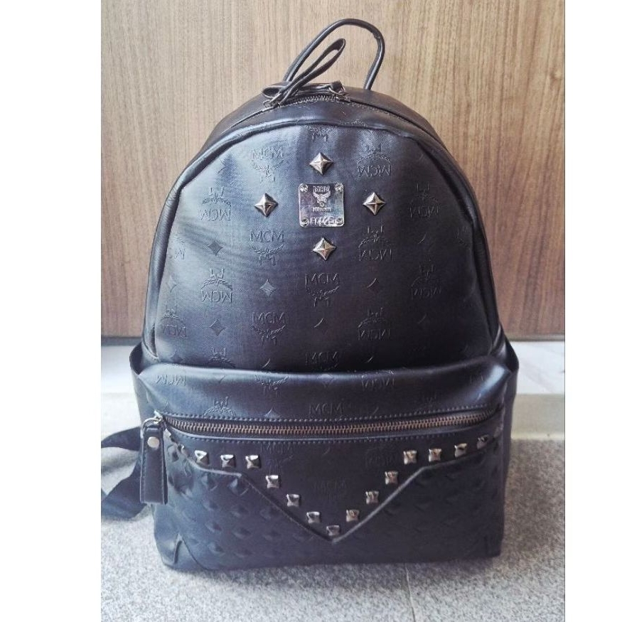 Tas Ransel Kulit MCM Preloved Hitam Munchen