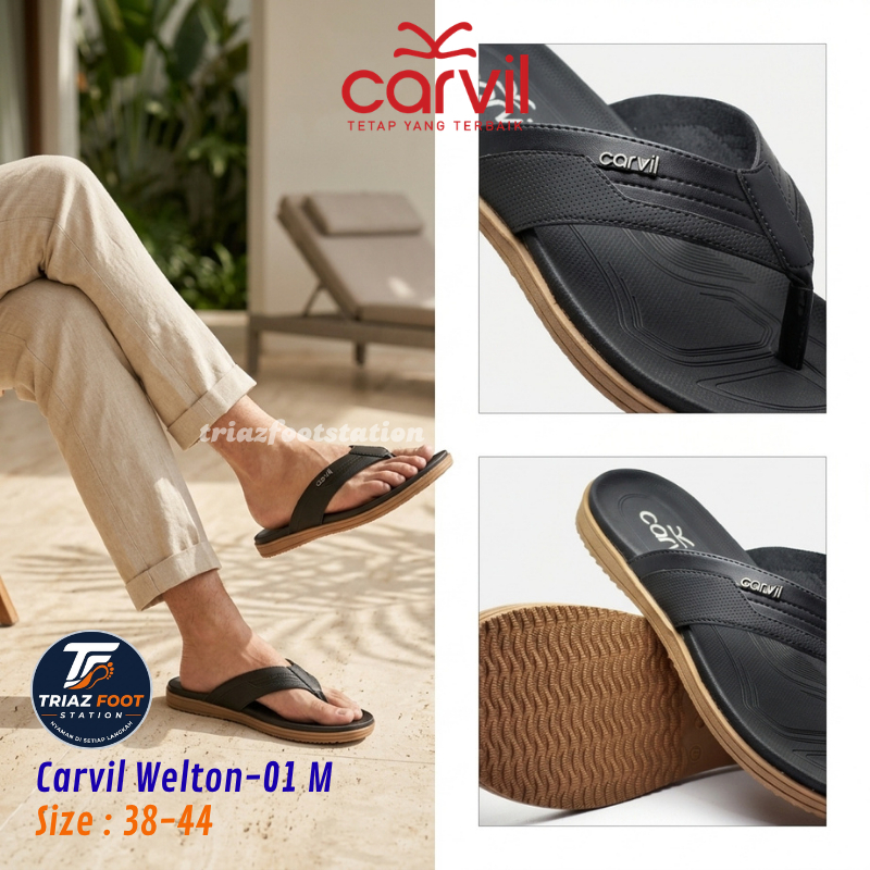 Carvil Sandal Pria Casual WELTON - 01 M Sendal Jepit Kasual Murah Dijamin Original