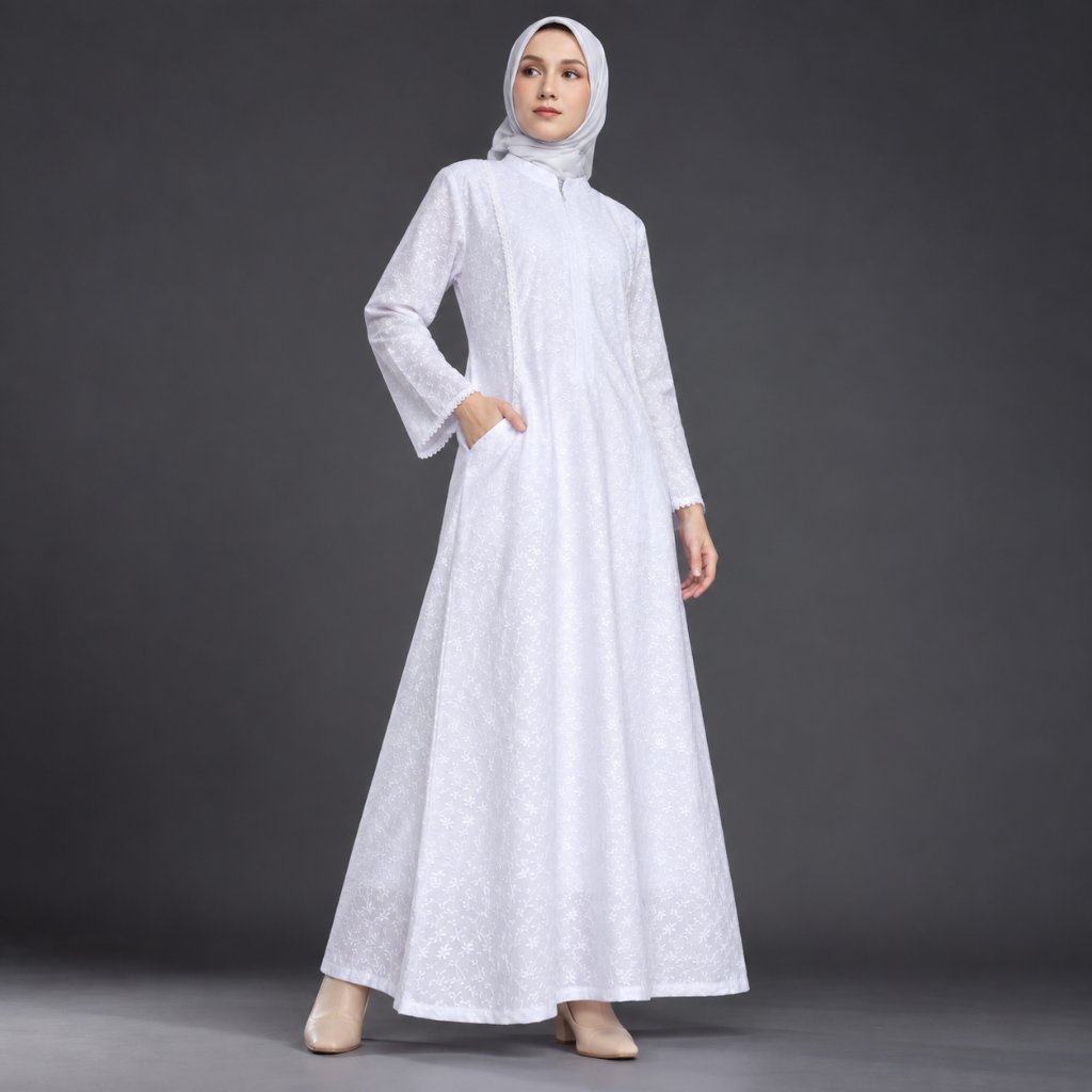 Raisma - Gamis Putih / Gamis Putih Umroh / Gamis Putih Wanita / Gamis Putih Jumbo / Gamis Umroh