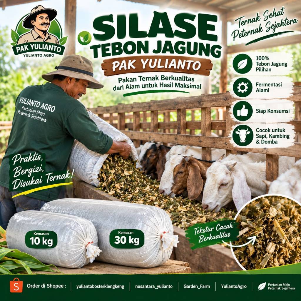 Pakan Ternak Silase Tebon Jagung Fermentasi – Pakan Sapi Kambing Domba Praktis & Berkualitas
