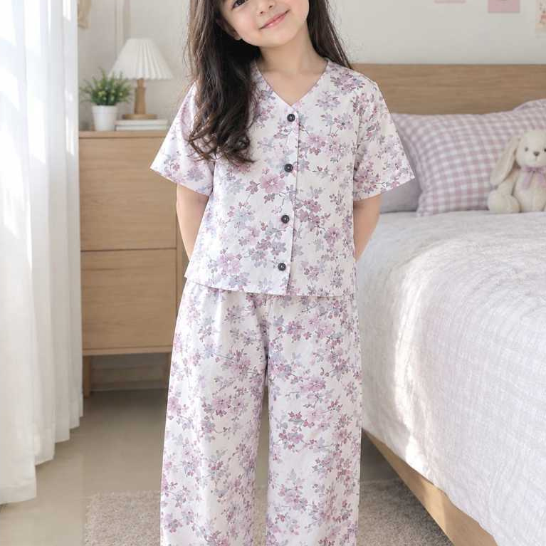 TOBETTO Piyama Anak Dewasa Keluarga Unisex Katun Halus