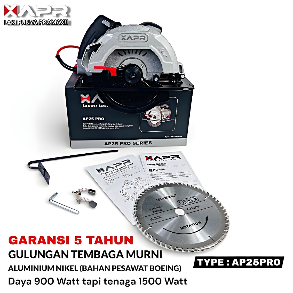 Circular Saw XAPR AP25PRO Mesin Potong Triplek Kayu Gergaji Listrik Portable Saw Alat Potong Kayu