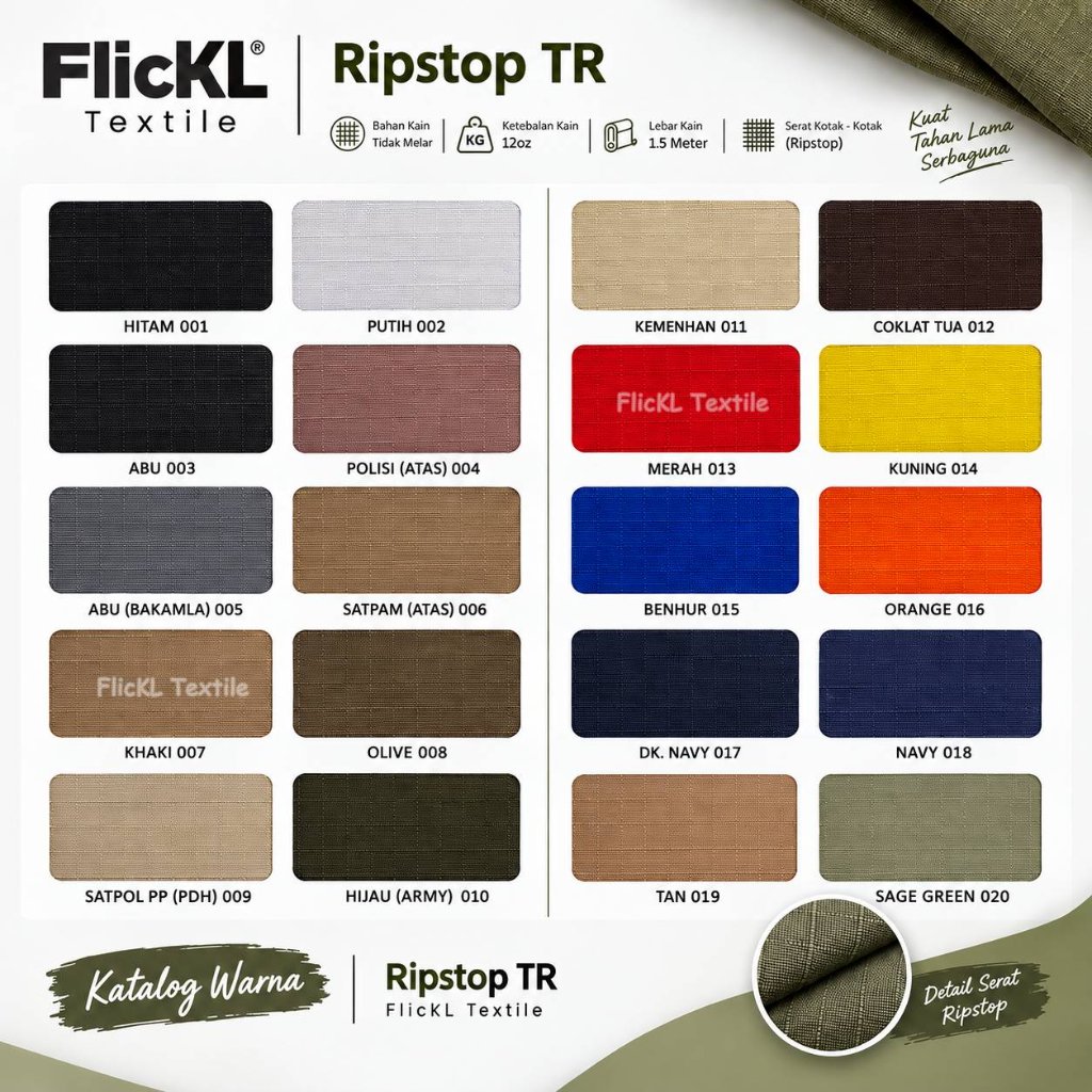 Kain Ripstop TR Serat Kotak Kotak Bahan RIpstop TR Katun